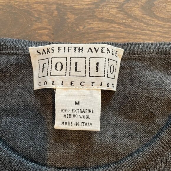 Saks Fifth Avenue Folio Collection Sweater, 100% Extrafine Merino Wool, Size M - Picture 2 of 8